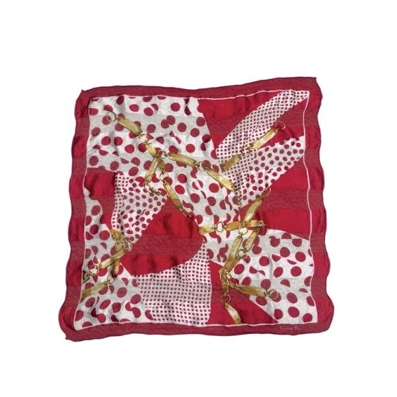 Christian Dior ✨Vintage✨ 100% silk chain link print scarf - Picture 1 of 5